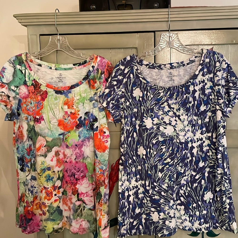 Set of TWO Lands End Painterly Tees